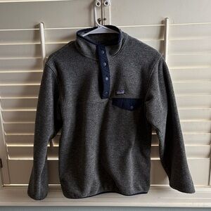 Boys PATAGONIA Synchilla Fleece Pullover Gray Navy Size XL